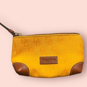 Dooney & Bourke Yellow/Brown Classic Monogram Make Up Bag/Pouch